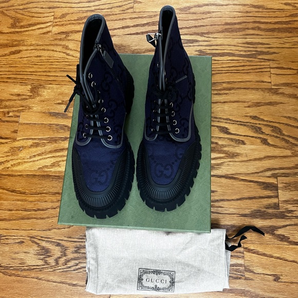 Gucci Maxi GG Lace Up Men Boots SIZE 9 - Picture 4 of 9